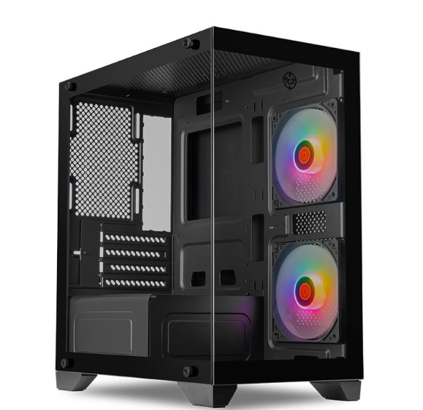 Gabinete Gamer Tgt Gladiator, Rainbow, Mid-Tower, Lateral De Vidro, Com 2 Fans, Preto, Tgt-Gld-Bk