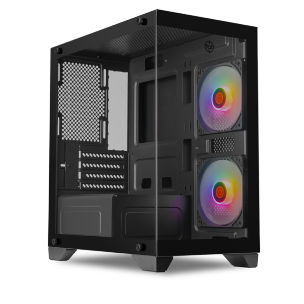 Gabinete Gamer Tgt Gladiator Mid Tower Vidro Temperado 2 Fans Rainbow Preto