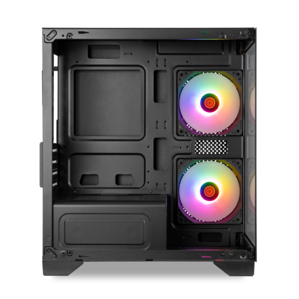 Gabinete Gamer Tgt Gladiator Mid Tower Vidro Temperado 2 Fans Rainbow Preto