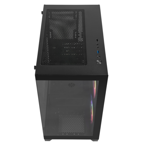 Gabinete Gamer Tgt Gladiator Mid Tower Vidro Temperado 2 Fans Rainbow Preto