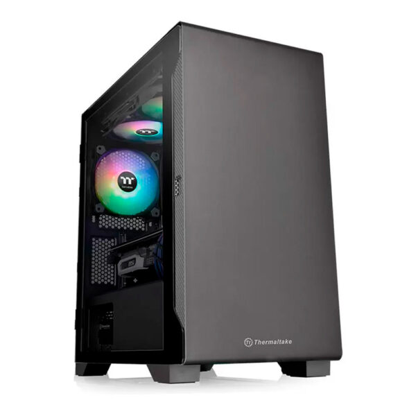 Gabinete Gamer Thermaltake S100tg, Vidro Temperado, Black, Matx, Com Fonte 600W, Com 1 Fan