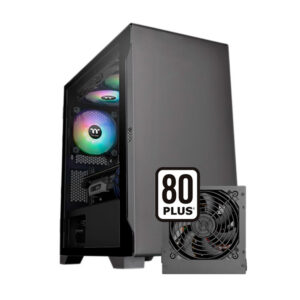Gabinete Gamer Thermaltake S100tg, Vidro Temperado, Black, Matx, Com Fonte 600W, Com 1 Fan