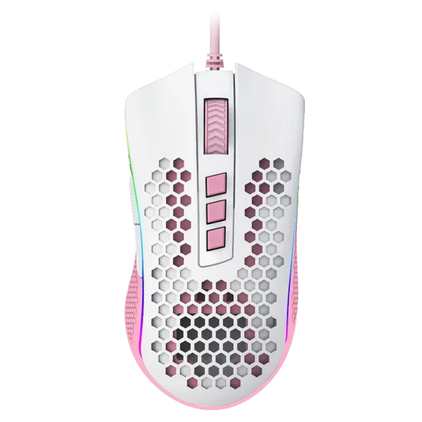 Mouse Gamer Redragon Storm Rgb Branco Com Rosa