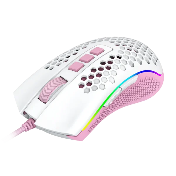 Mouse Gamer Redragon Storm Rgb Branco Com Rosa