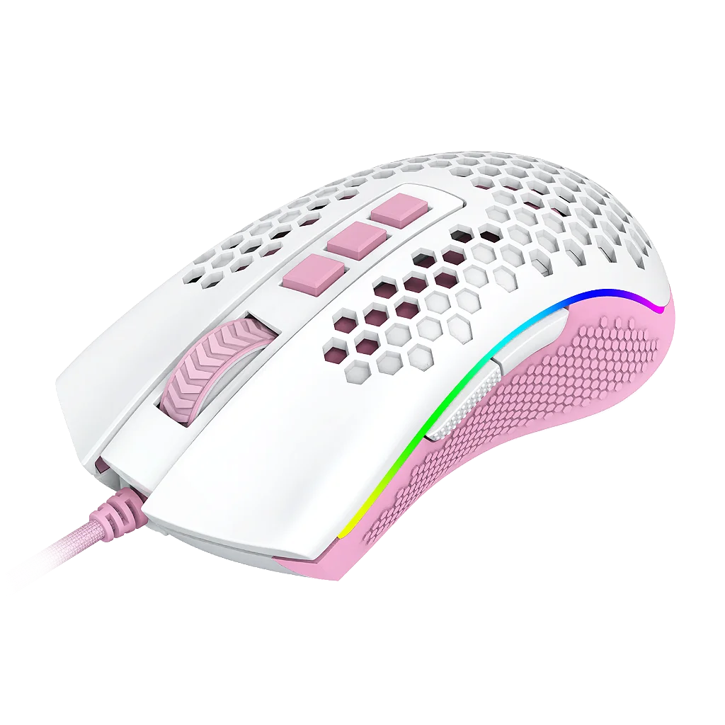Mouse Gamer Redragon Storm Rgb Branco Com Rosa - Imagem 7