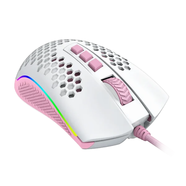 Mouse Gamer Redragon Storm Rgb Branco Com Rosa