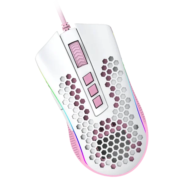 Mouse Gamer Redragon Storm Rgb Branco Com Rosa
