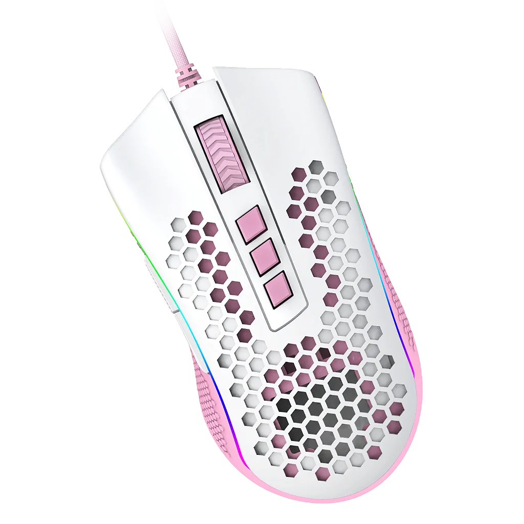 Mouse Gamer Redragon Storm Rgb Branco Com Rosa - Imagem 6