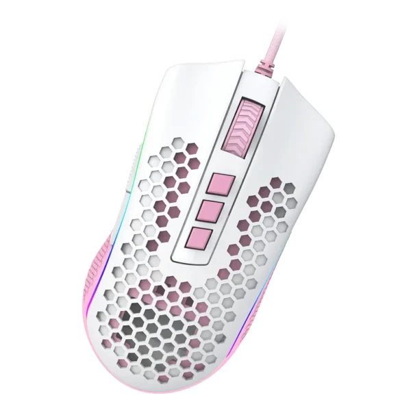 Mouse Gamer Redragon Storm Rgb Branco Com Rosa
