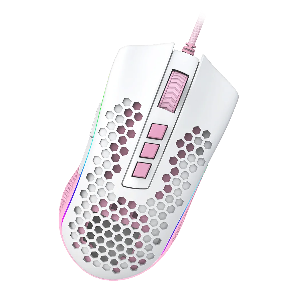 Mouse Gamer Redragon Storm Rgb Branco Com Rosa - Imagem 4