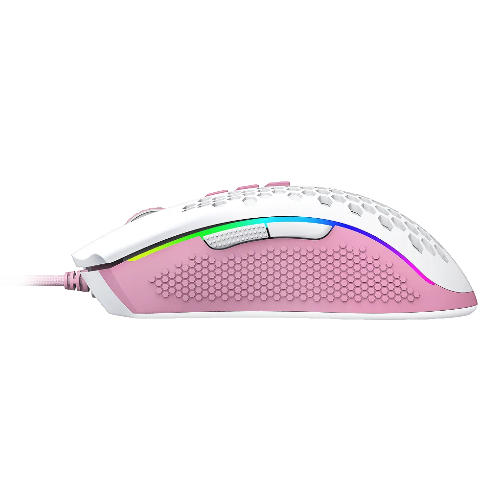 Mouse Gamer Redragon Storm Rgb Branco Com Rosa - Imagem 3
