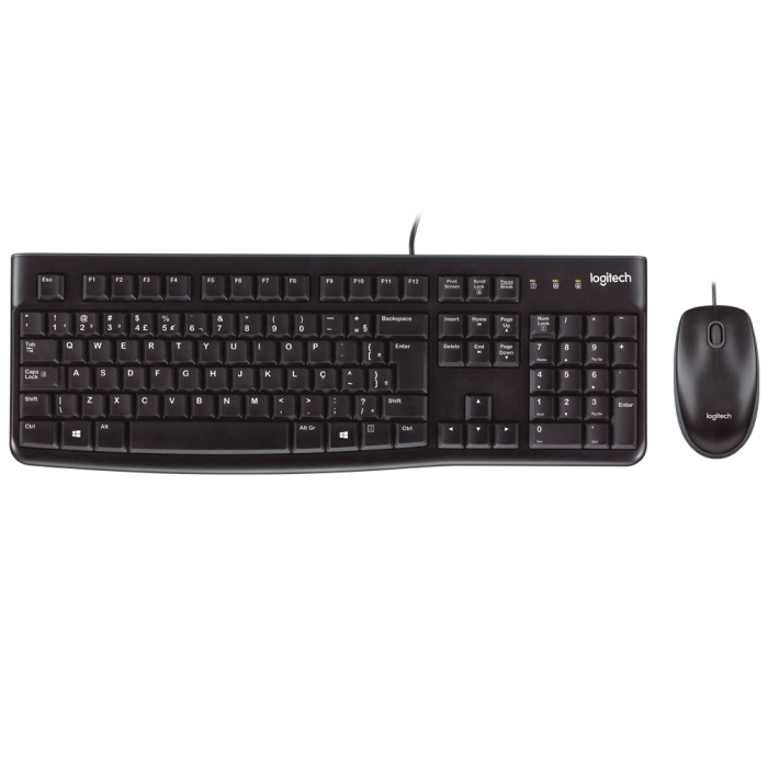 Kit Mouse E Teclado Logitech Mk120 Com Fio Usb Preto