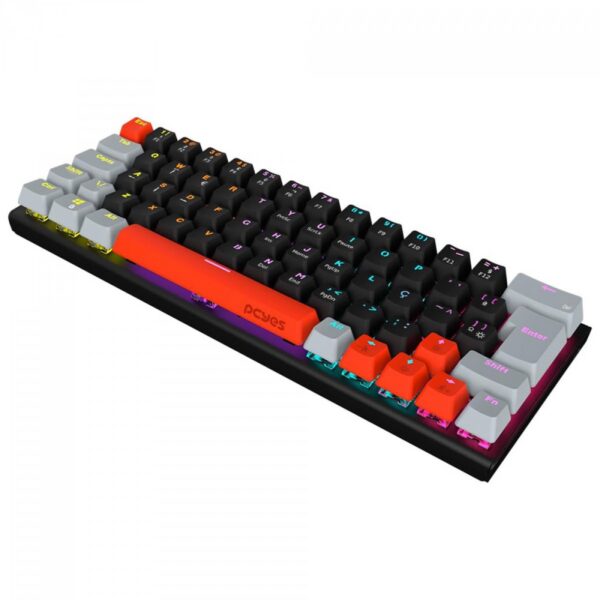 Teclado Mecanico 60% Pcyes Kuromori Black Vulcan - Switch Blue - Led Rainbow - Ptkm60bl