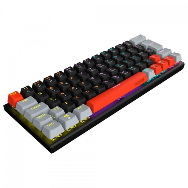Teclado Mecanico 60% Pcyes Kuromori Black Vulcan - Switch Blue - Led Rainbow - Ptkm60bl