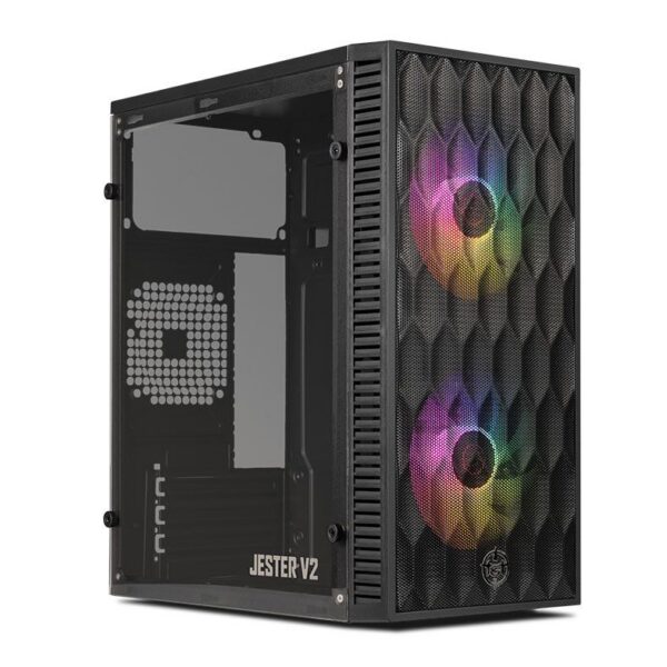 Gabinete Gamer Tgt Jester V2, Rainbow, Mini-Tower, Lateral De Acrilico, Com 2 Fans, Preto, Tgt-Jsrv2
