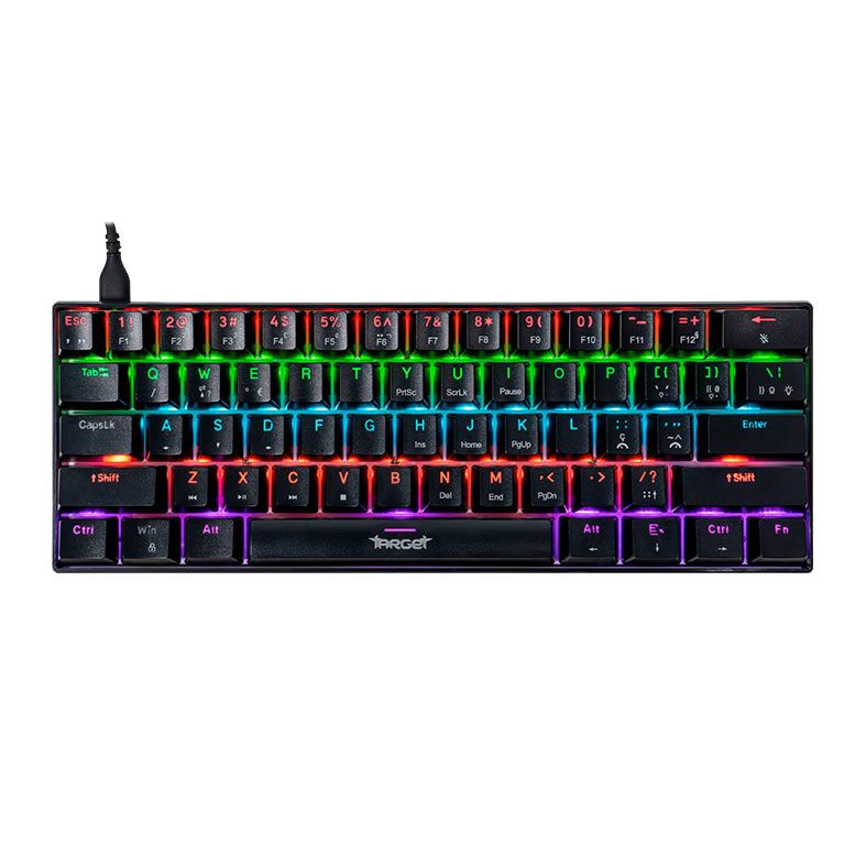 Teclado Mecanico Gamer Tgt Sherman Compacto, Rainbow, Abnt2, Switch Azul, Preto, Tgt-Shtkl-Rbw01
