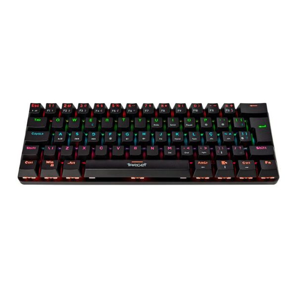 Teclado Mecanico Gamer Tgt Sherman Compacto, Rainbow, Abnt2, Switch Azul, Preto, Tgt-Shtkl-Rbw01