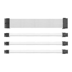 Kit Cabo Sleeved Premium Pichau Cs110, 1X 24P, 1X 4+4P, 2X 6+2P, 300Mm, Branco, Pch-Cs110-Wht