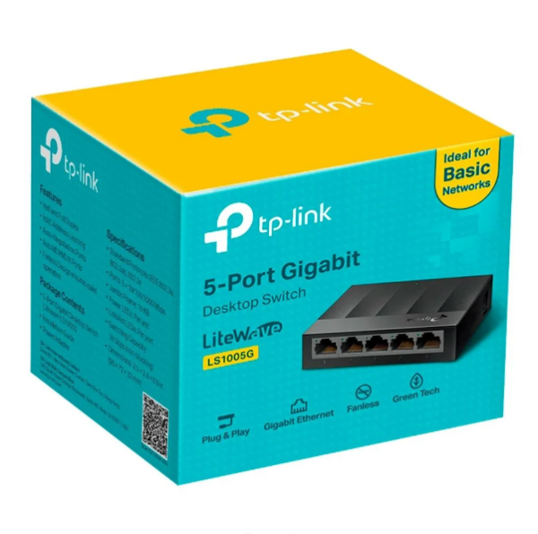 Hub Switch Tp-Link Ls1005g 5 Portas - Preto (10/100/1000Mbps)