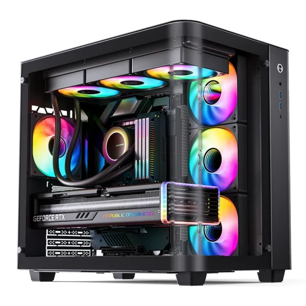 Gabinete Gamer Premium Jonsbo Tk-3 - Aquario Vidro Curvo - Atx / M-Atx / Itx - Preto
