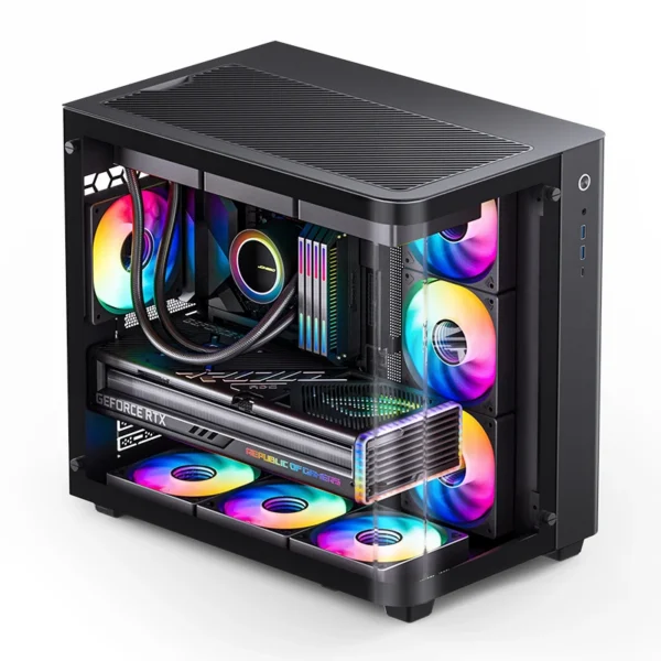 Gabinete Gamer Premium Jonsbo Tk-3 - Aquario Vidro Curvo - Atx / M-Atx / Itx - Preto