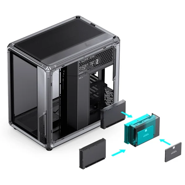 Gabinete Premium Jonsbo X400 - Back Connect - Modulo Ventilacao Placa Mãe - Metálico Cinza - Atx / M-Atx/ Itx