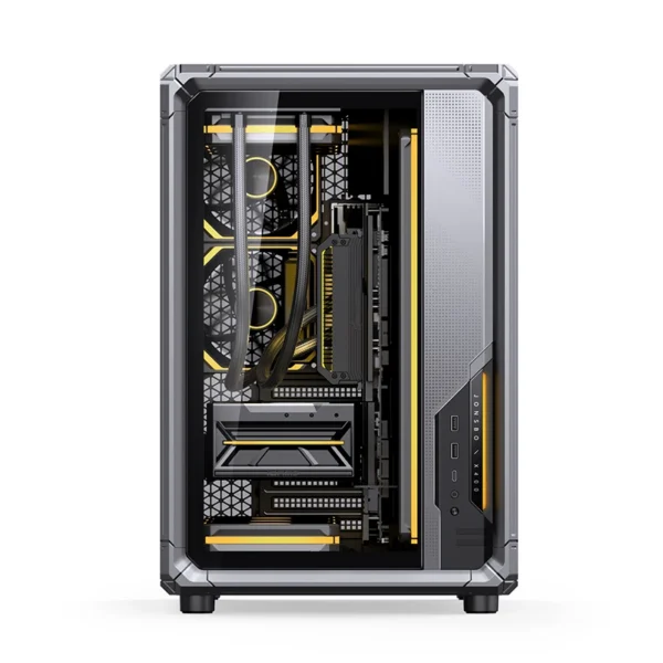 Gabinete Premium Jonsbo X400 - Back Connect - Modulo Ventilacao Placa Mãe - Metálico Cinza - Atx / M-Atx/ Itx