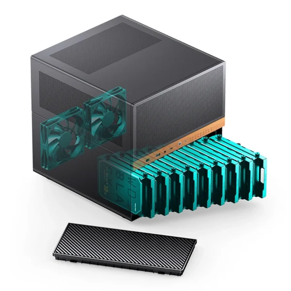 Gabinete Nas/Storage - Jonsbo N6 - Micro Atx/Itx 9 Baias - Usb-C - Preto