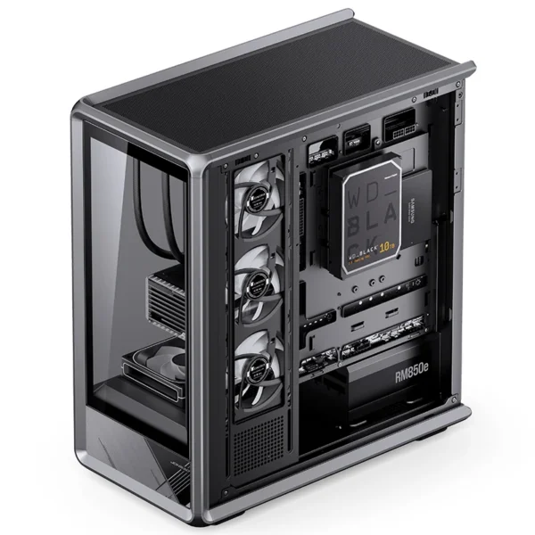 Gabinete Gamer Jonsbo D401 Mid Tower Preto - Visão Panorâmica 270°, Suporte Para Placas Back-Connect E Dual 360Mm - Preto