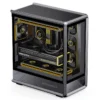 Gabinete Gamer Jonsbo D401 Mid Tower Preto - Visão Panorâmica 270°, Suporte Para Placas Back-Connect E Dual 360Mm - Preto