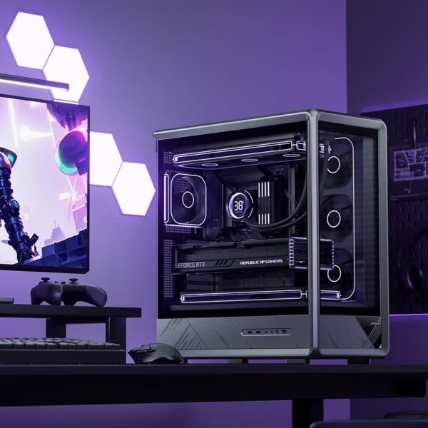 Gabinete Gamer Jonsbo D401 Mid Tower Preto - Visão Panorâmica 270°, Suporte Para Placas Back-Connect E Dual 360Mm - Preto