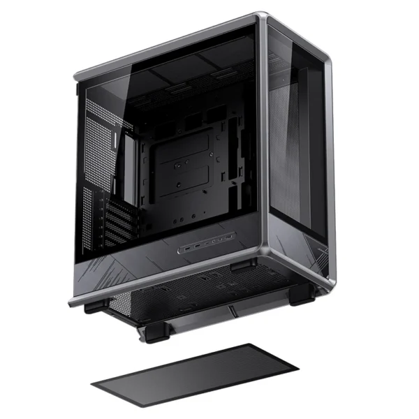 Gabinete Gamer Jonsbo D401 Mid Tower Preto - Visão Panorâmica 270°, Suporte Para Placas Back-Connect E Dual 360Mm - Preto