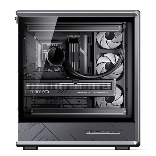 Gabinete Gamer Jonsbo D401 Mid Tower Preto - Visão Panorâmica 270°, Suporte Para Placas Back-Connect E Dual 360Mm - Preto