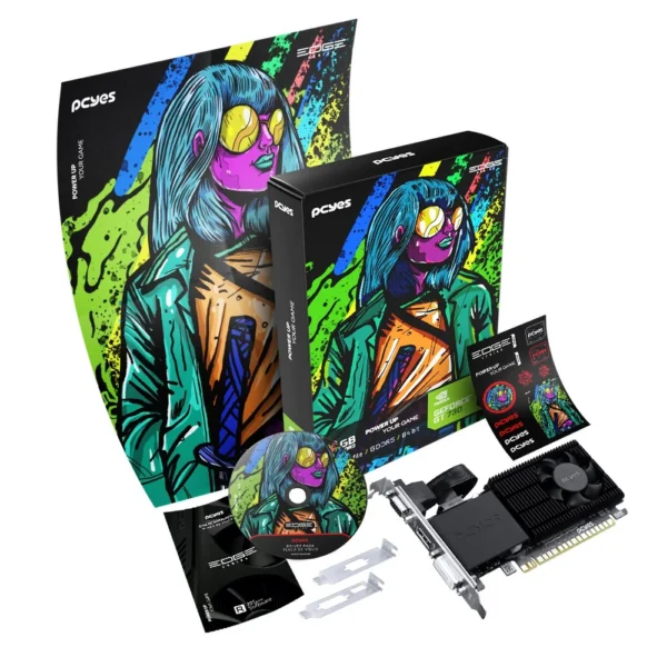 Placa De Vídeo Pcyes Geforce Gt 730 Projeto Edge 2Gb Ddr5 64-Bit Low Profile Single Fan