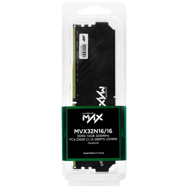 Memória Ram Macrovip Max Ddr4 16Gb 3200Mhz Cl16 Udimm Preta
