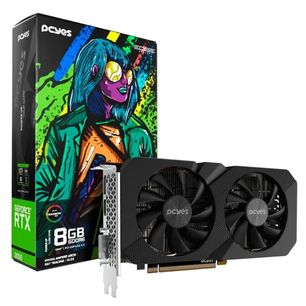 Placa De Vídeo Pcyes Geforce Rtx 3050 Projeto Edge 8Gb Gddr6 128-Bit Dual Fan Preta
