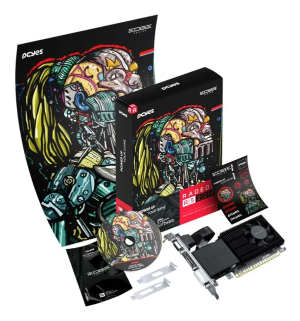 Placa De Vídeo Pcyes Radeon R5 220 Projeto Edge 2Gb Ddr3 64-Bit Low Profile