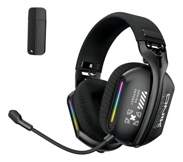 Headset Gamer Onikuma Gt808 Rgb Wireless Preto 2.4Ghz Bluetooth