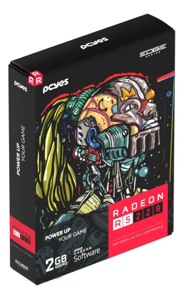 Placa De Vídeo Pcyes Radeon R5 220 Projeto Edge 2Gb Ddr3 64-Bit Low Profile