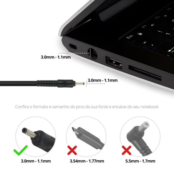 Fonte Carregador Notebook Acer Bb20-Ac19-3 65W 3.0 X 1.1Mm