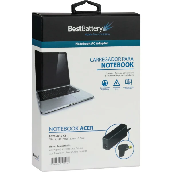 Fonte Carregador Notebook Acer Bb20-Ac19-C21 90W 5.5 X 1.7Mm