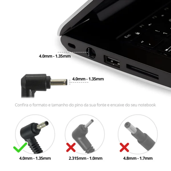 Fonte Carregador Notebook Asus Bb20-As019-4 65W 4.0 X 1.35Mm