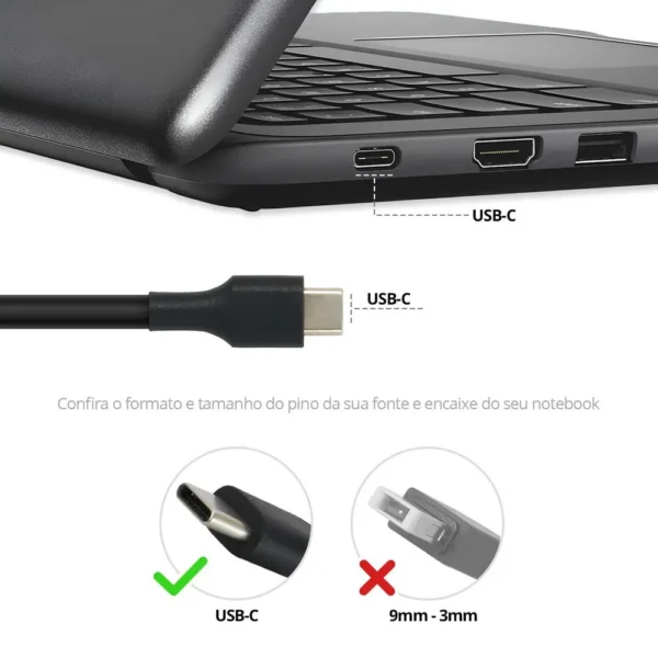 Fonte Usb-C Notebook Best Battery Bb20-Bd65 65W Preto