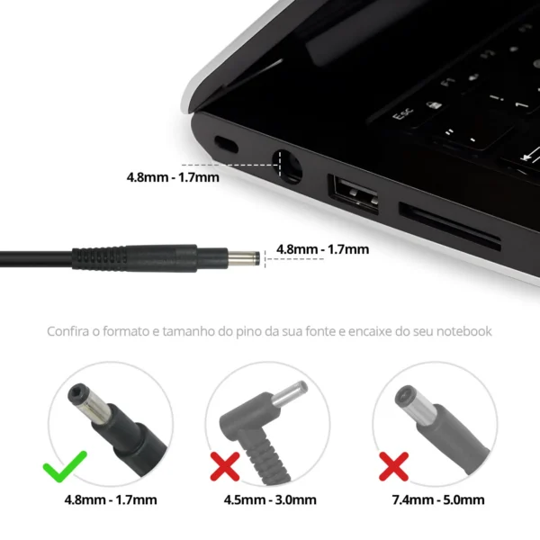 Fonte Carregador Notebook Hp Pavilion Bb20-Hp19-6 90W 4.8 X 1.7Mm