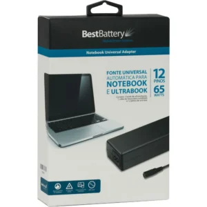 Fonte Carregador Universal Notebook Best Battery Bb20-Un1265 65W 12 Pinos Preto