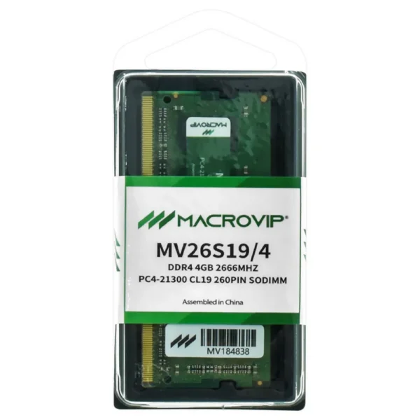 Memória Ram Para Notebook Macrovip Ddr4 4Gb 2666Mhz Cl19