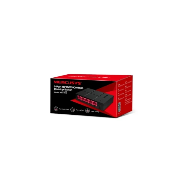 Switch Mercusys Ms105g 5 Portas Gigabit 10/100/1000Mbps