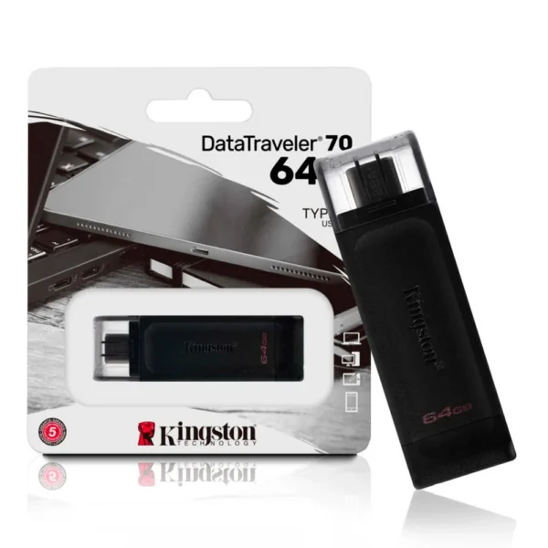 Pendrive Kingston Datatraveler 70 64Gb Usb-C 3.2 Gen1 Preto