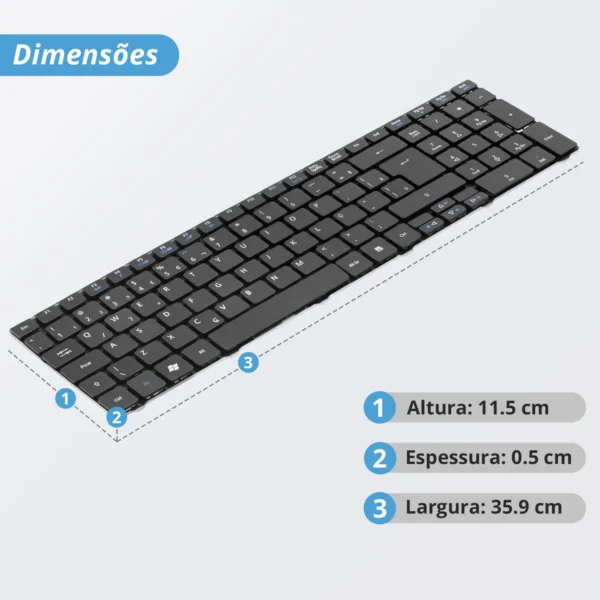 Teclado Acer Aspire 5250 5741 Kb-Ac111 Abnt2 Wi-Fi F3 Preto