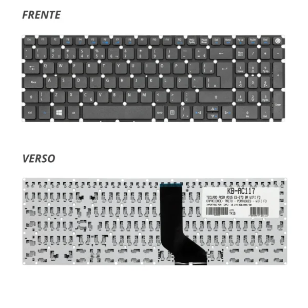 Teclado Acer A315 E5-573 Kb-Ac117 Abnt2 Wi-Fi F3 Preto